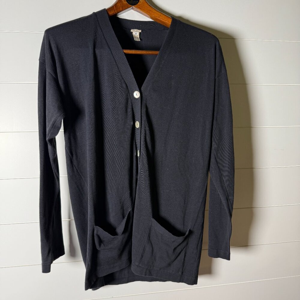 Malo Cardigan Button Down & Short Sleeve Sweater Twin Set Black 100% Cotton Sz M